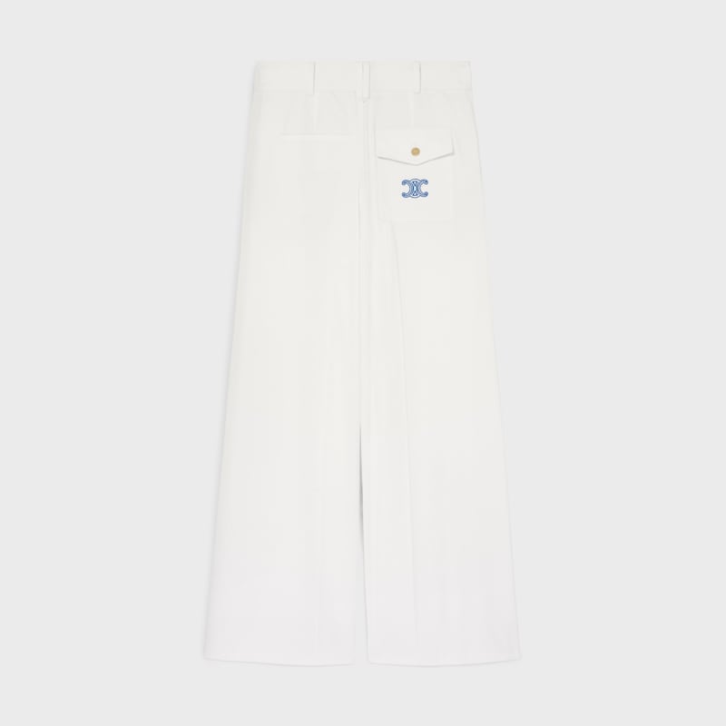 trousers IN cotton twill - OFF WHITE -  - 1 | CELINE