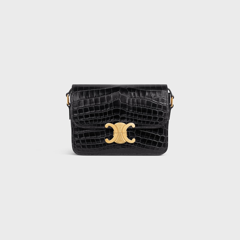 Teen Triomphe Bag in Crocodile - Black - TRIOMPHE - 1 | CELINE