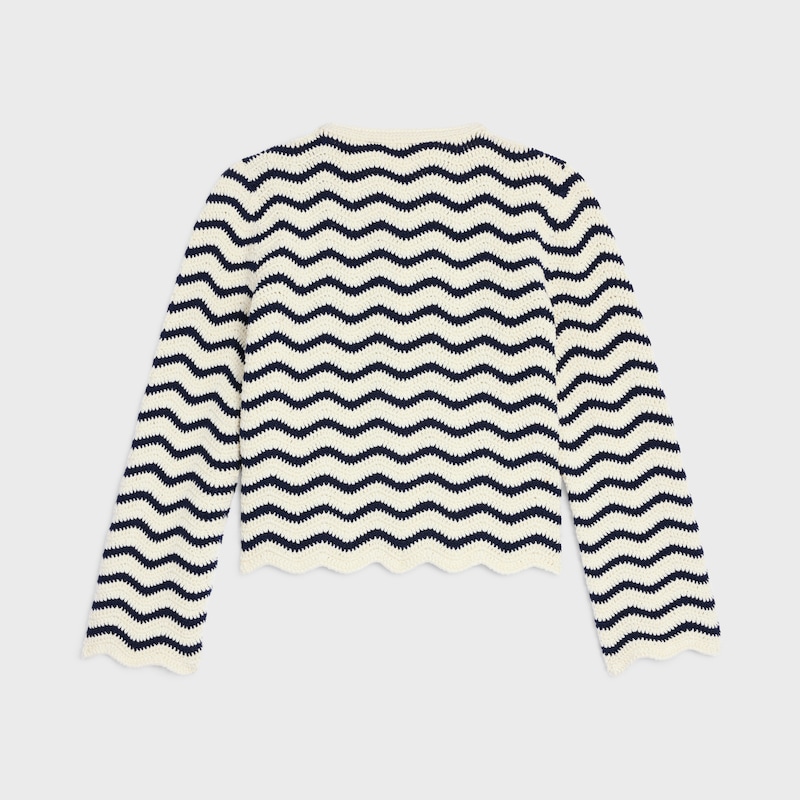 veste cardigan coton crochet - ECRU / NAVY -  - 1 | CELINE