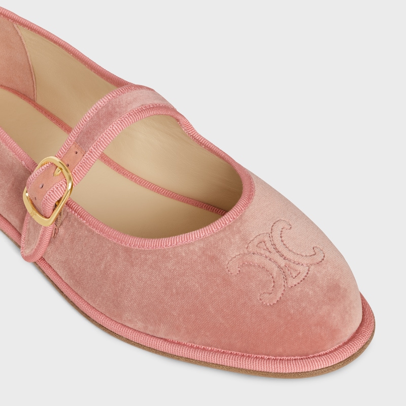 &Egrave;VE TRIOMPHE BALLERINA IN VELVET - DIRTY PINK -  - 1 | CELINE