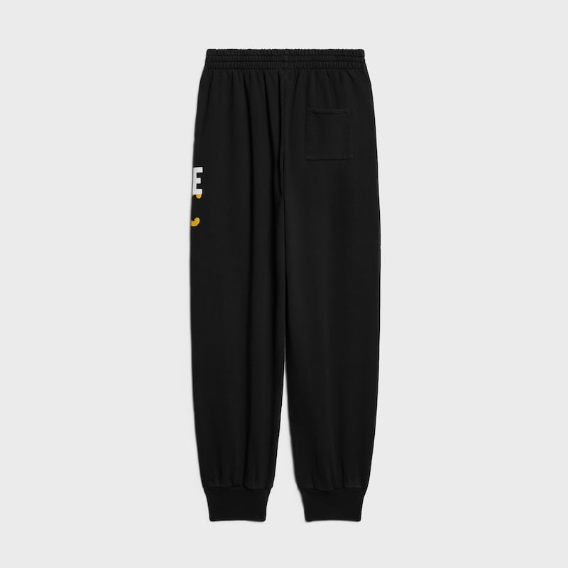 sweatpants IN cotton fleece - BLACK/WHITE/YELLOW -  - 1 | CELINE