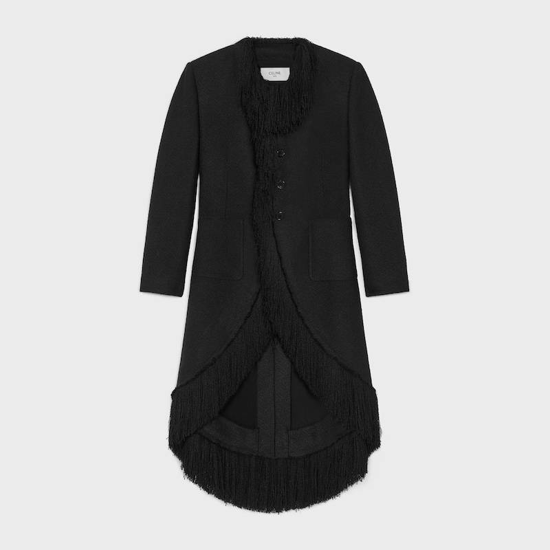 coat IN viscose and wool natt&eacute; - BLACK -  - 1 | CELINE