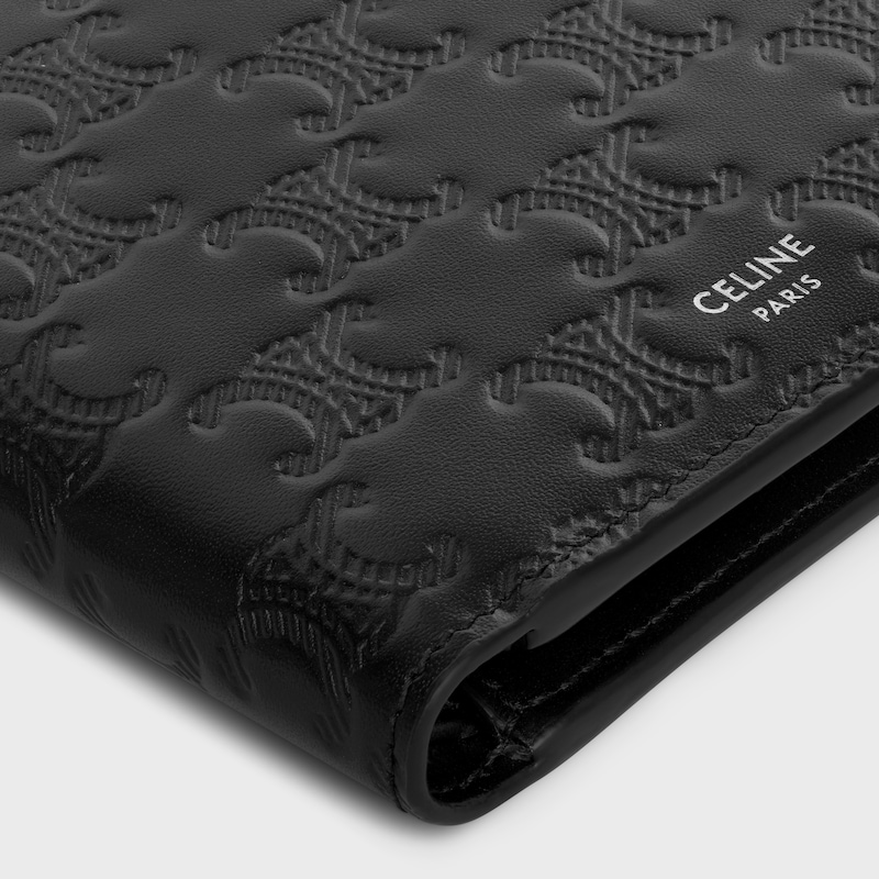 Bi-fold card holder IN Calfskin with triomphe embossed - BLACK - GIFT FINDER - 1 | CELINE