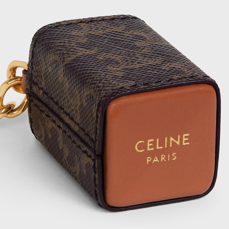Miniature Perfume Holder Charm in Triomphe Canvas and calfskin - BLACK - BEAUTY ACCESSORIES - 1 | CELINE