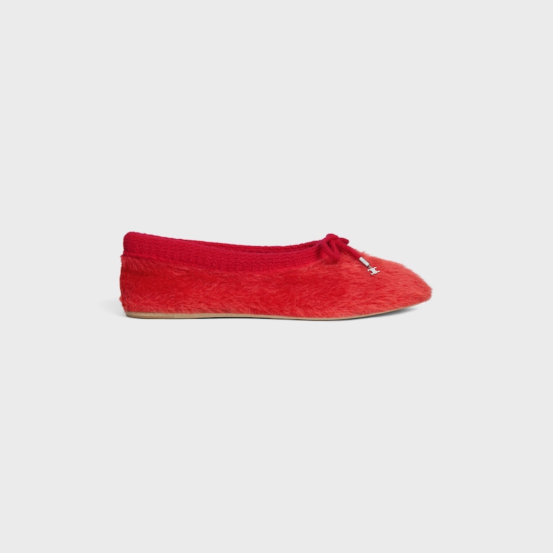 CELINE ABBY BALLERINA IN Alpaca Wool Fabric - RED -  - 1 | CELINE
