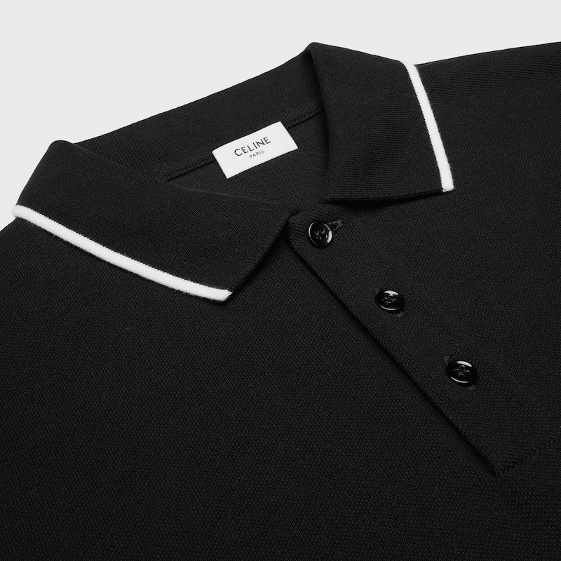 classic polo shirt in cotton piqu&eacute; - BLACK / WHITE -  - 1 | CELINE