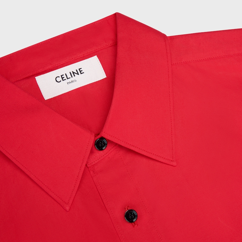 loose shirt IN COTTON POPLIN - ROUGE VIF -  - 1 | CELINE