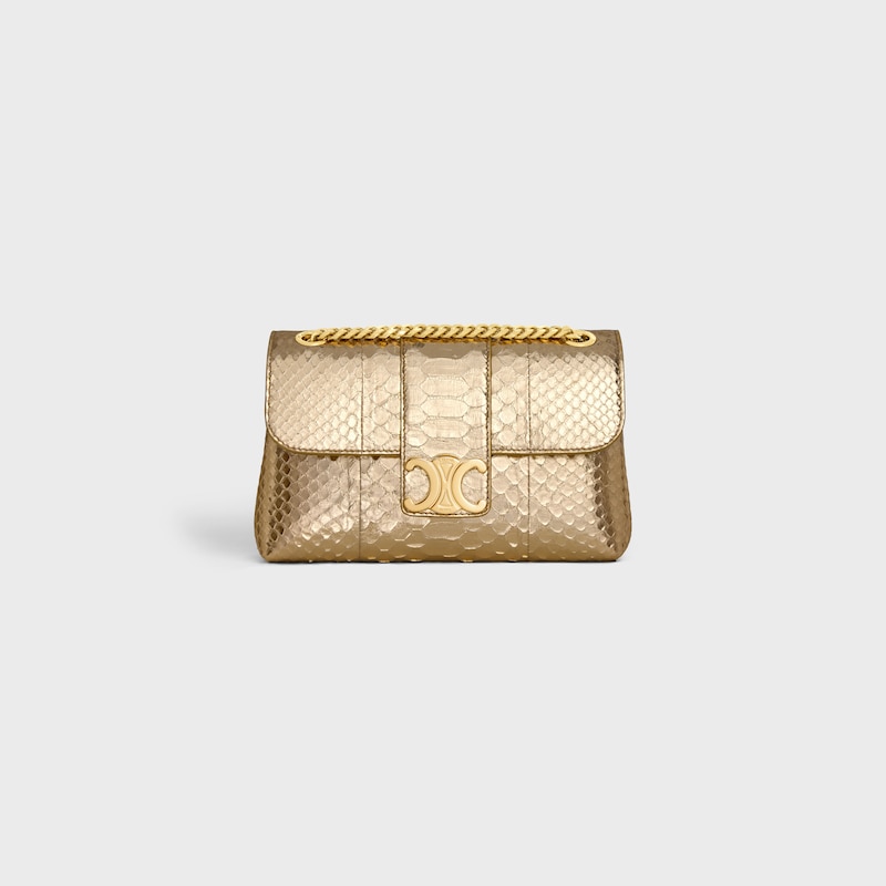 TEEN CELINE VICTOIRE BAG in LAMINATED PYTHON - GOLD - CHAIN BAGS - 1 | CELINE
