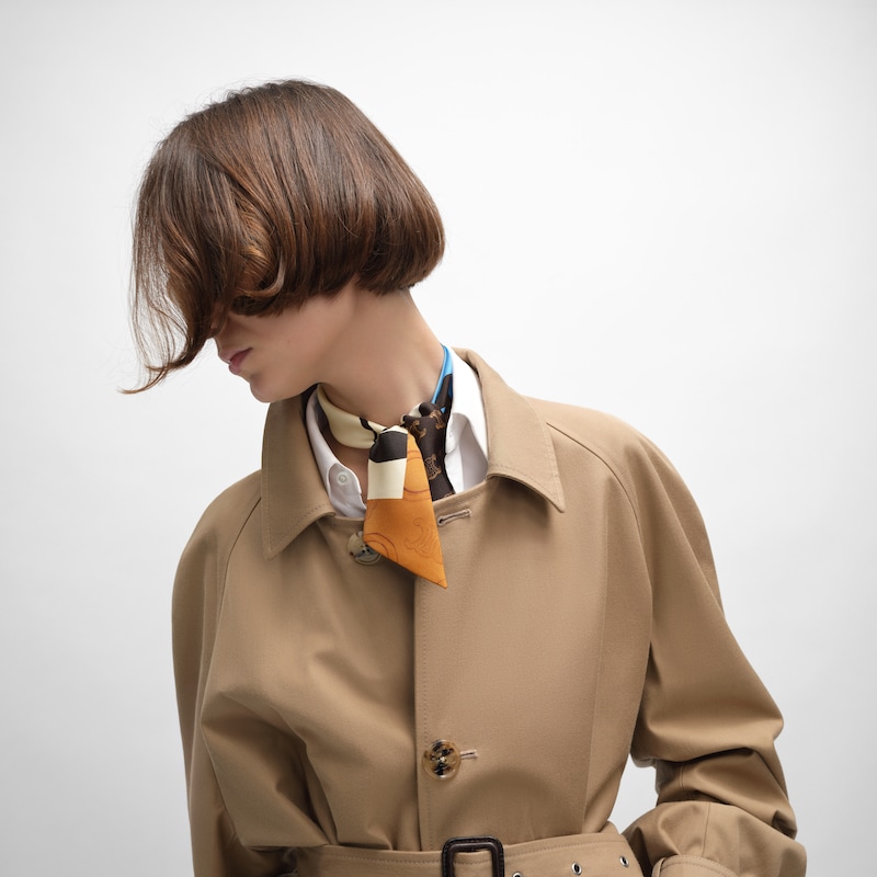 印花桑蚕丝斜纹布 - 香草色/蓝色/棕色 -  - 1 | CELINE