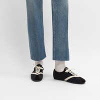 THE FLAT SNEAKER IN GROS GRAIN, VELVET, SUEDE CALFSKIN AND LAMBSKIN - BLACK / WHITE -  - 2 | CELINE