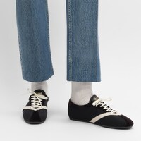 THE FLAT SNEAKER IN GROS GRAIN, VELVET, SUEDE CALFSKIN AND LAMBSKIN - BLACK / WHITE -  - 2 | CELINE