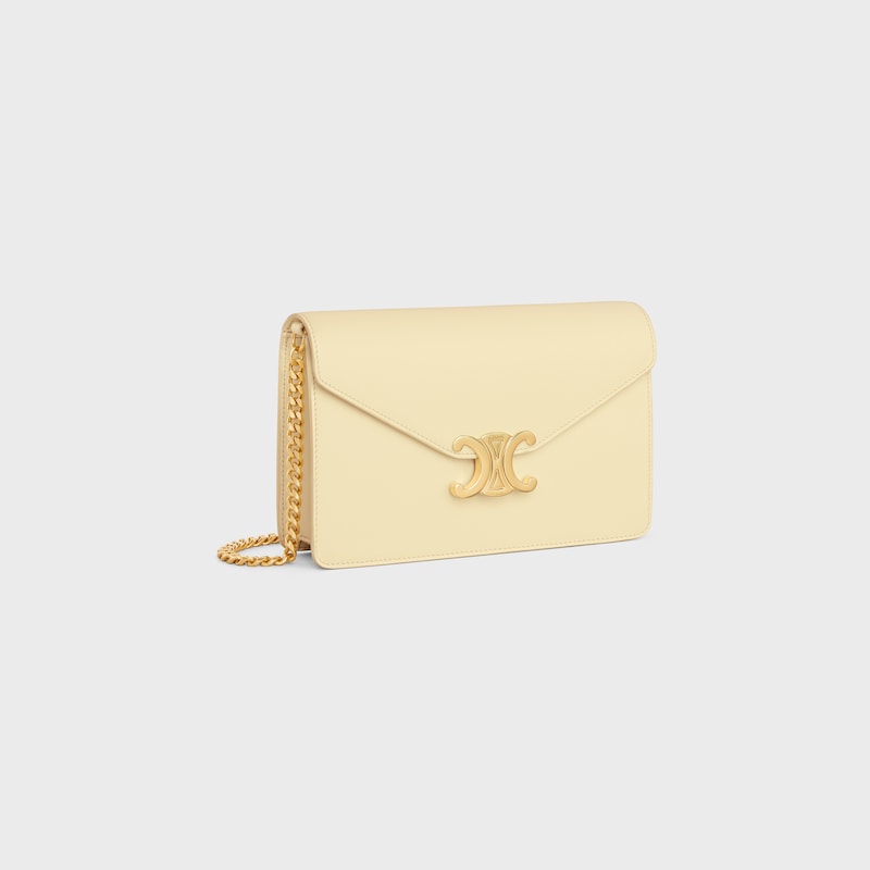 WALLET ON CHAIN MARGO in Shiny calfskin - SUNLIGHT - WALLETS ON CHAIN - 1 | CELINE