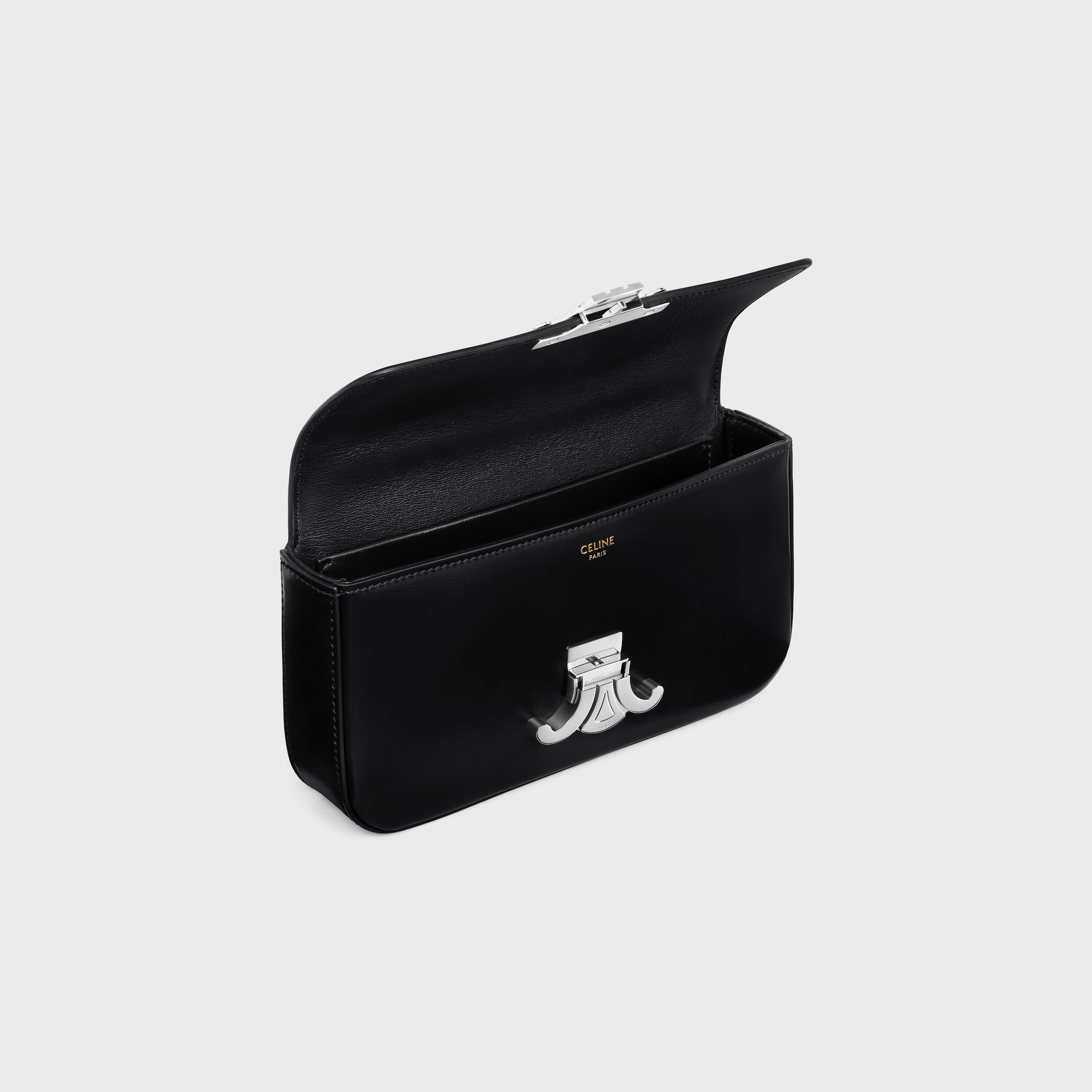 CHAIN SHOULDER BAG CLAUDE in shiny calfskin - BLACK | CELINE
