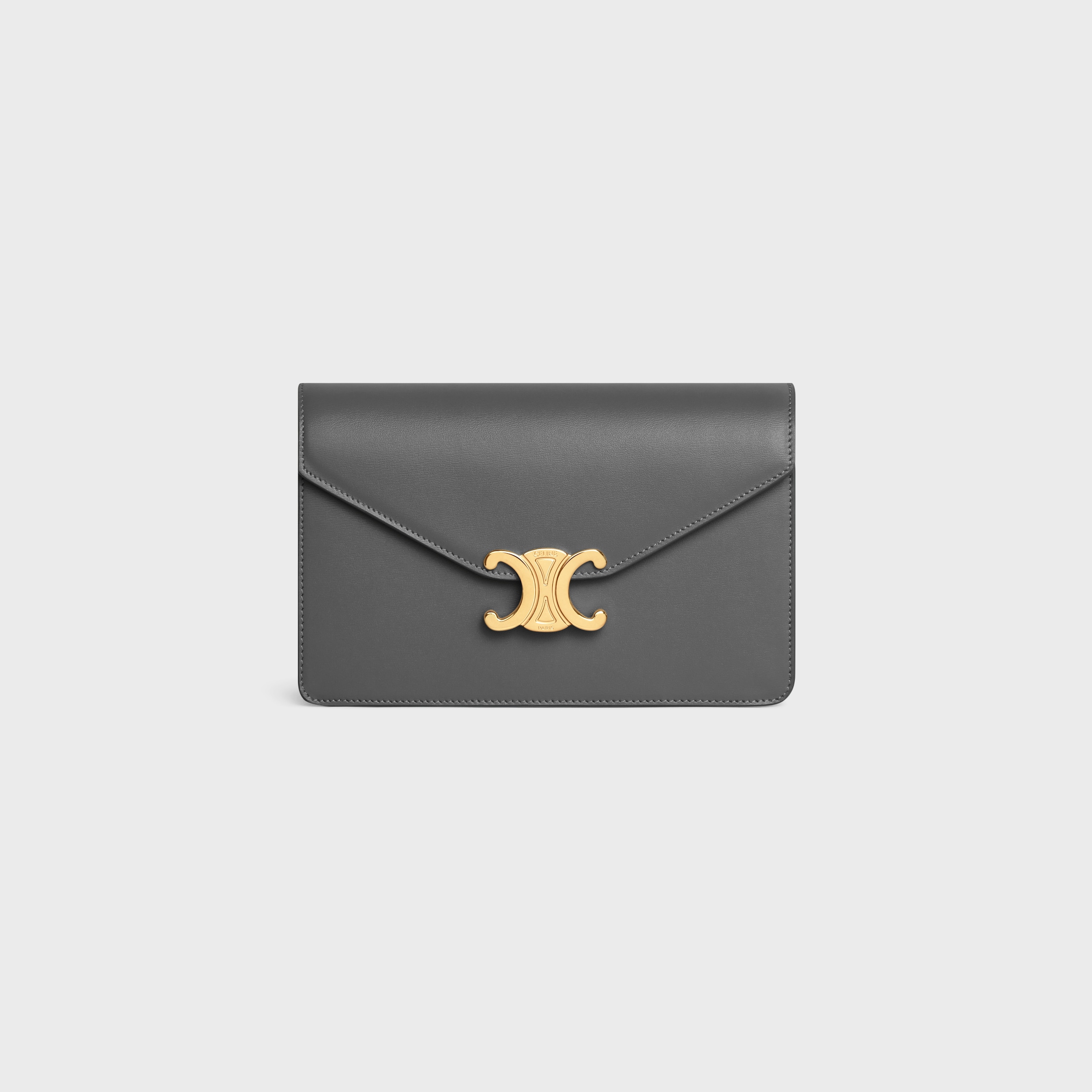 WALLET ON CHAIN MARGO in Shiny calfskin - ANTHRACITE | CELINE
