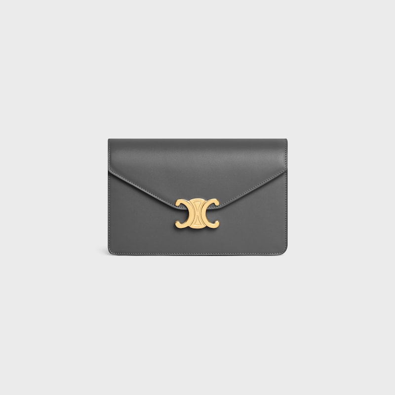 WALLET ON CHAIN MARGO in Shiny calfskin - ANTHRACITE - WALLETS ON CHAIN - 1 | CELINE
