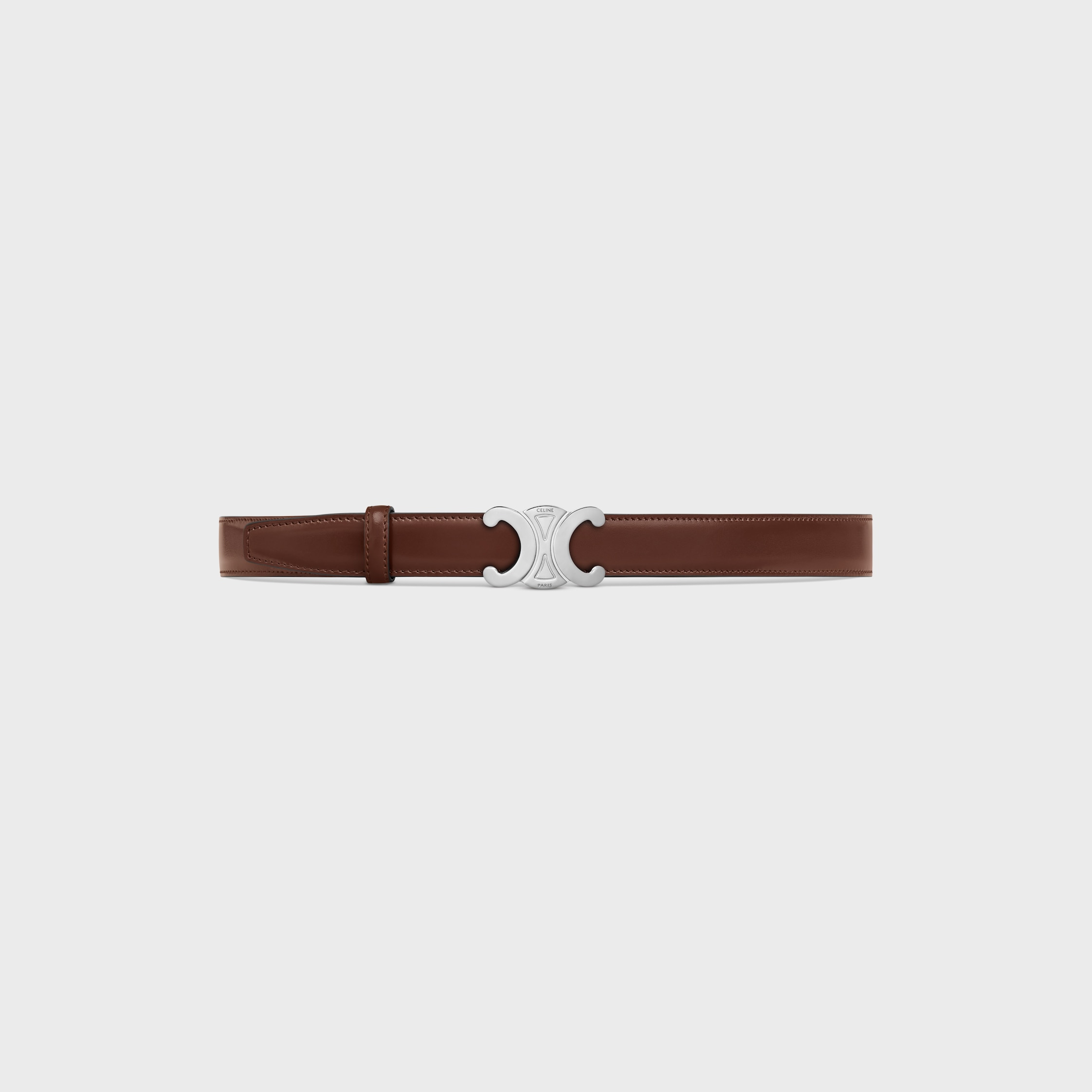 TRIOMPHE BUCKLE & REVERSIBLE STRAP 25MM - BLACK / CHESTNUT | CELINE