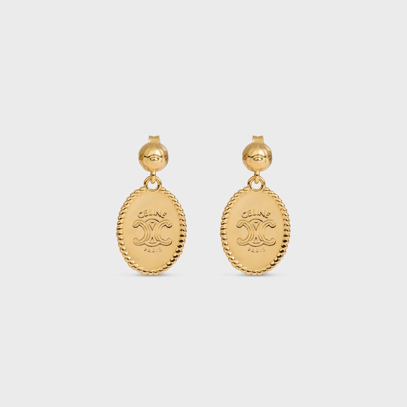 TRIOMPHE MEDAL EARRINGS IN BRASS WITH GOLD FINISH - GOLD - GIFTS FOR HER - 1 | CELINE