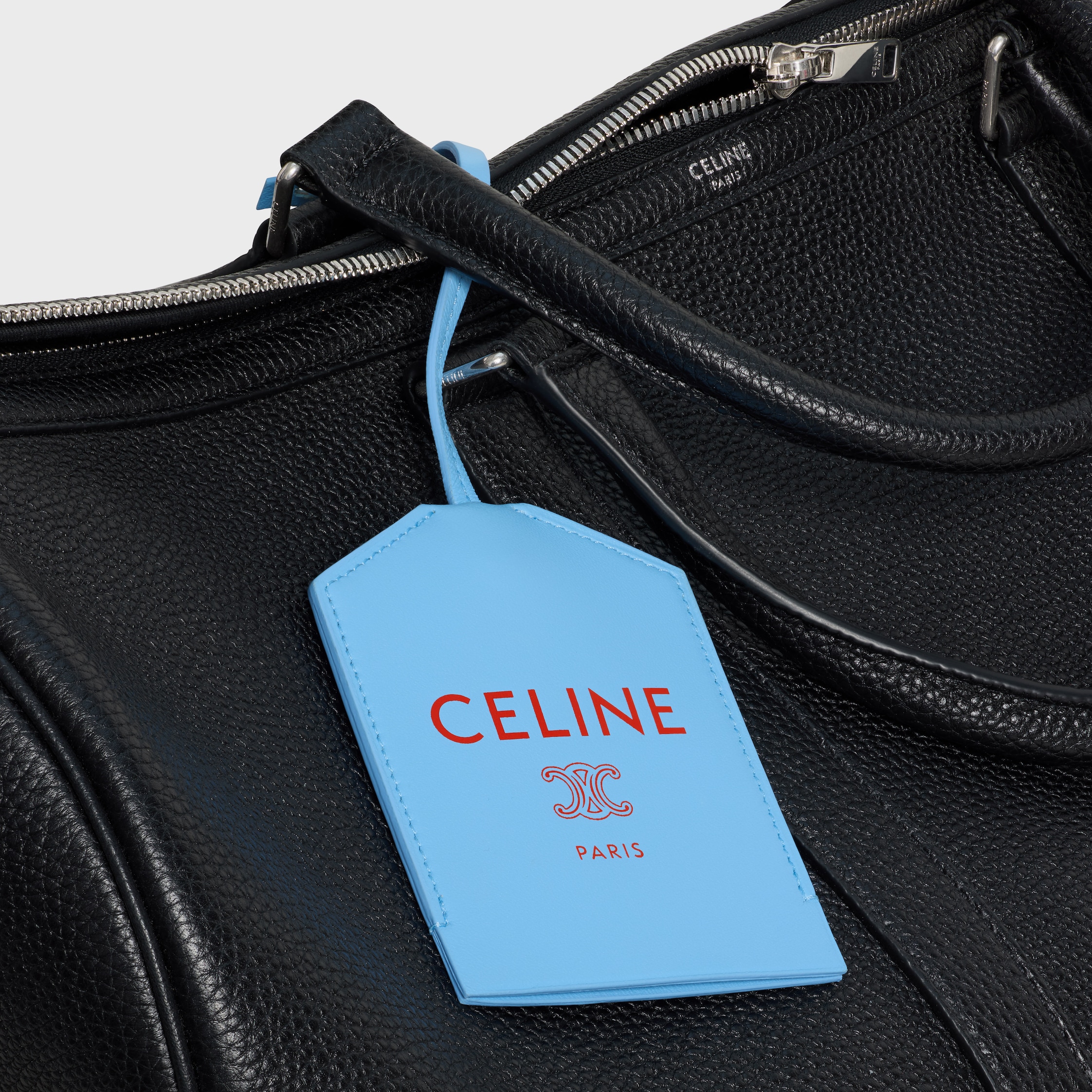 CLOCHE-CLÉS TAKE AWAY IN SMOOTH LAMBSKIN - SKY BLUE / RED | CELINE