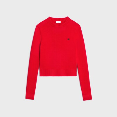 crewneck sweater IN wool and cashmere - BRIGHT RED -  - 1 | CELINE