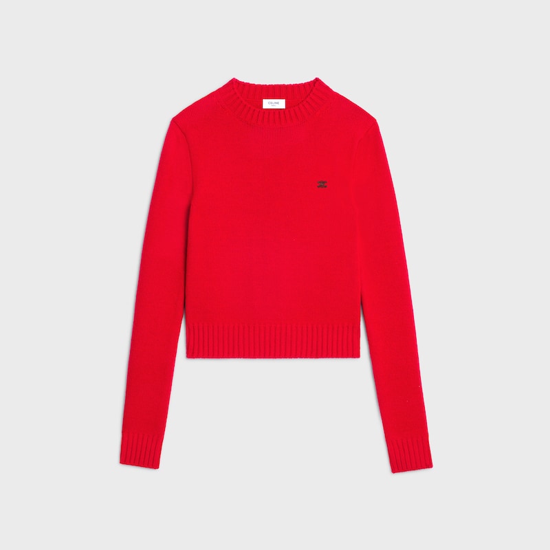 crewneck sweater IN wool and cashmere - BRIGHT RED -  - 1 | CELINE
