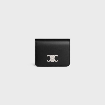 트리옹프 컴팩트 지갑 - 샤이니 카프스킨 - 블랙 - NEW - tileIndex | CELINE
