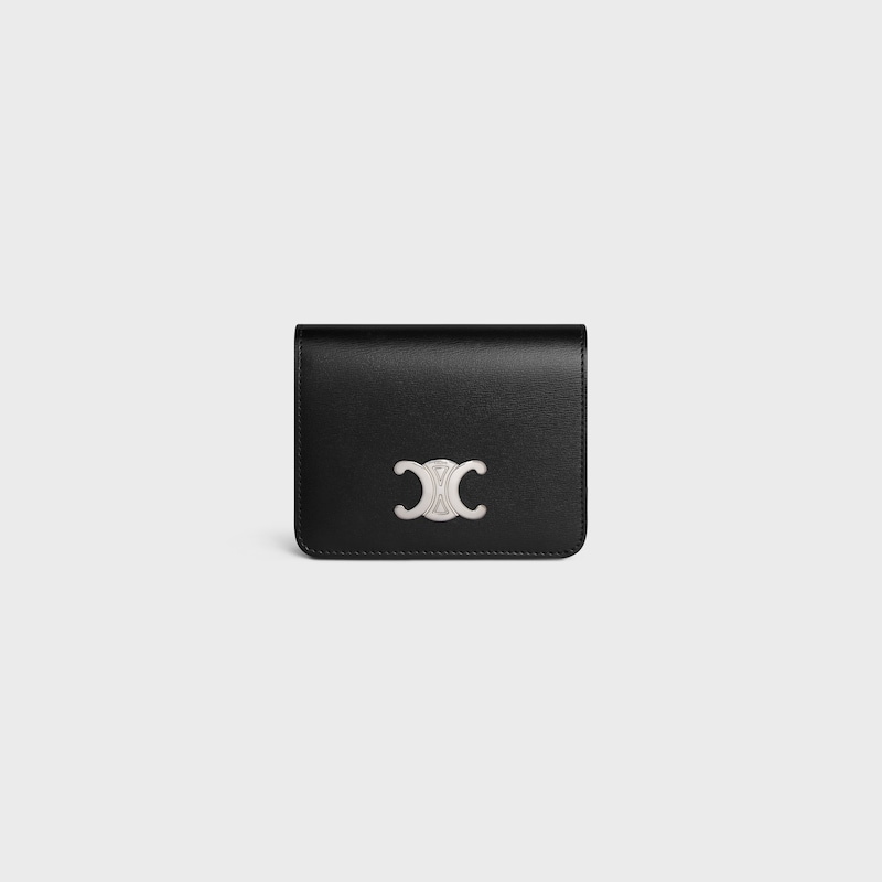CARTERA COMPACTA TRIOMPHE DE PIEL DE BECERRO BRILLANTE - NEGRO - CARTERAS - 1 | CELINE