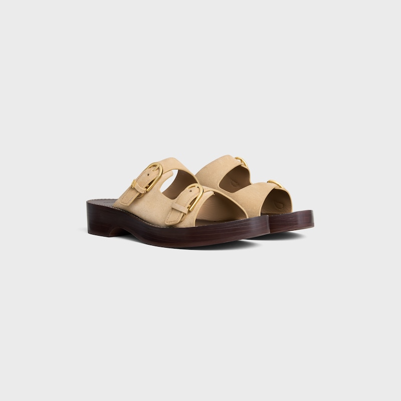 CLEO - DOUBLE STRAP SANDAL IN SUEDE CALFSKIN - BEIGE -  - 1 | CELINE