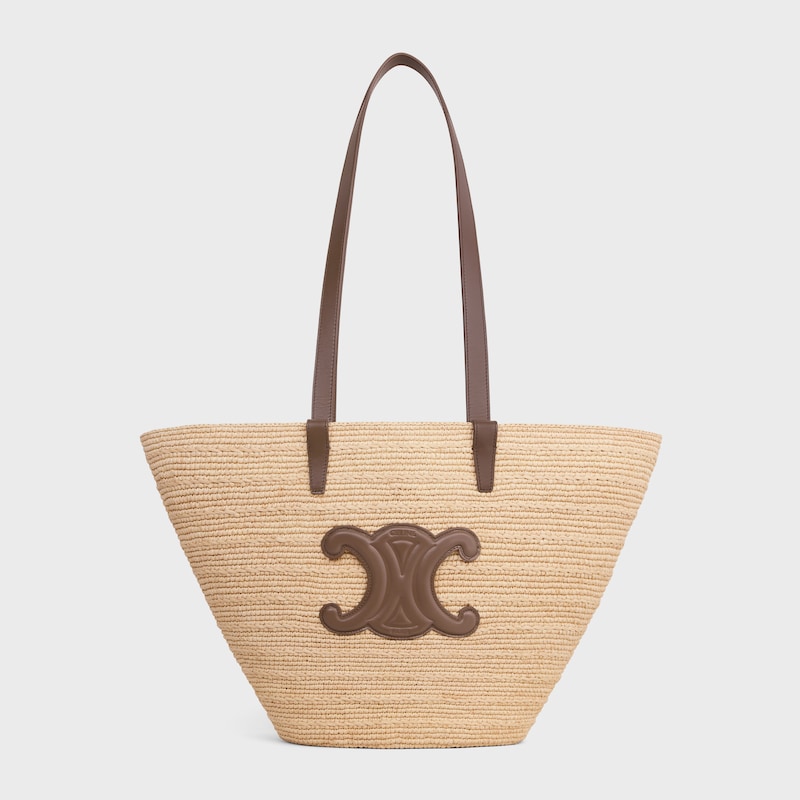 BOLSO TRIOMPHE CELINE CLASSIC PANIER MEDIANO DE RAFIA Y PIEL DE BECERRO - MARRÓN GLASEADO - CLASSIC PANIER - 1 | CELINE