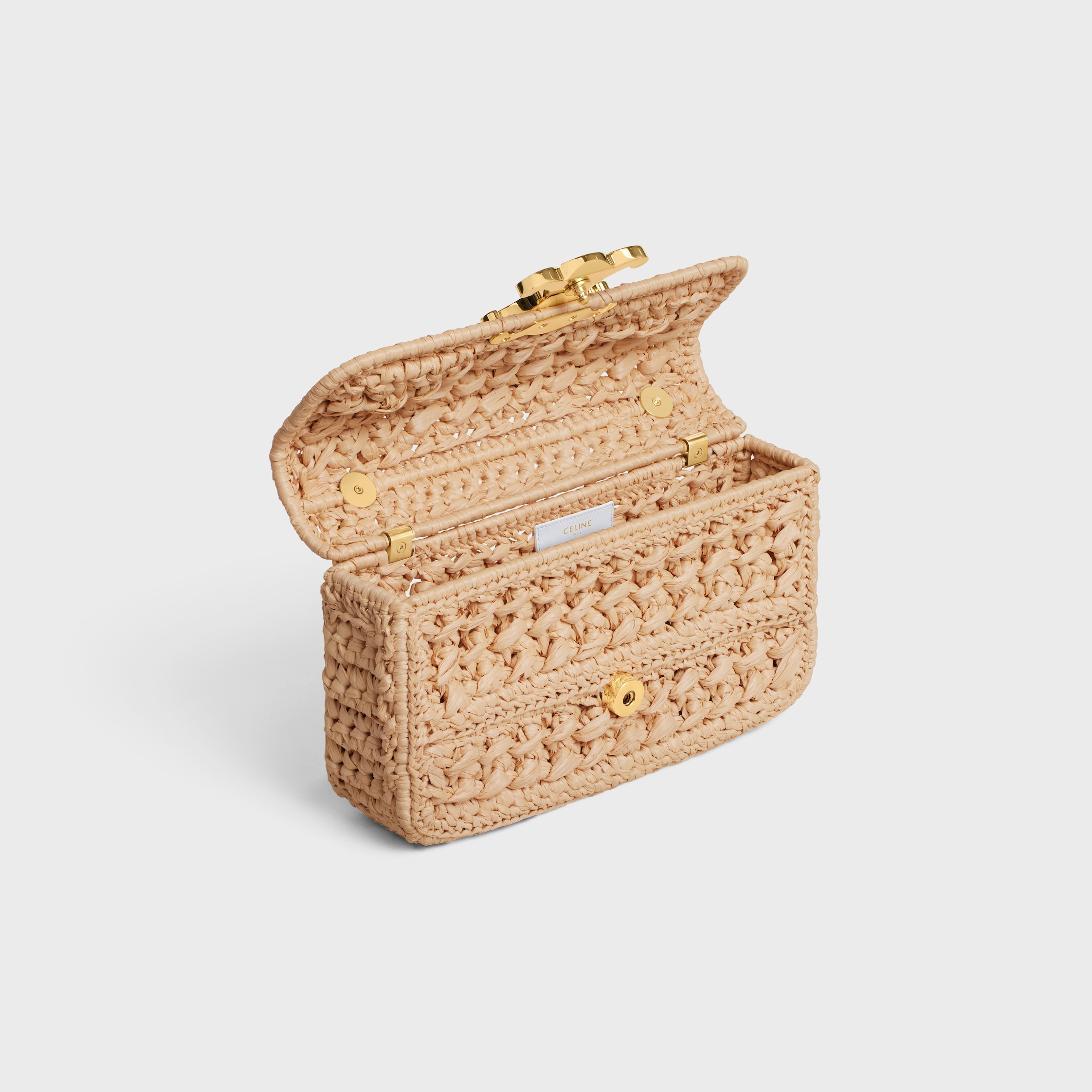CHAIN SHOULDER BAG CLAUDE IN RAFFIA EFFECT TEXTILE - NATURAL