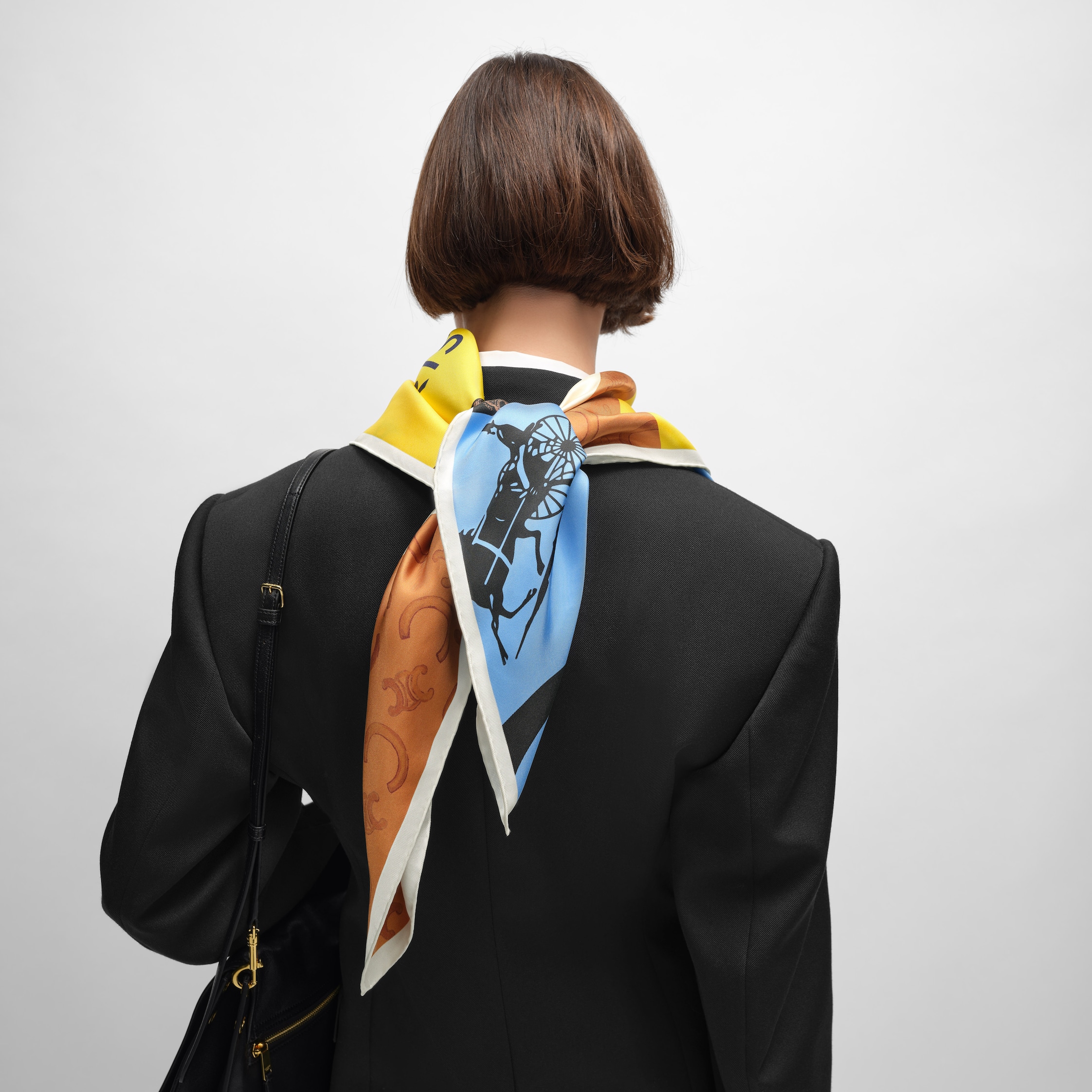 square IN silk twill - BLUE/CREAM/YELLOW | CELINE