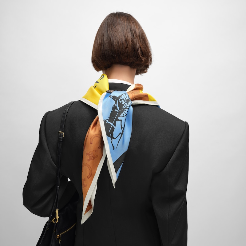 carré twill de soie - BLUE/CREAM/YELLOW -  - 1 | CELINE