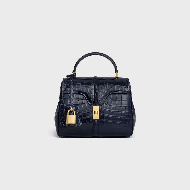 MINI 16 in porosus crocodile - NAVY BLUE - MORE LINES - 1 | CELINE