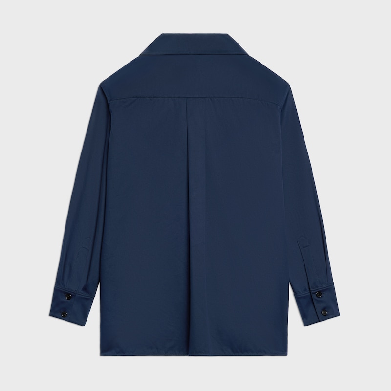 Giacca camicia in raso di cotone - BLU NAVY -  - 1 | CELINE