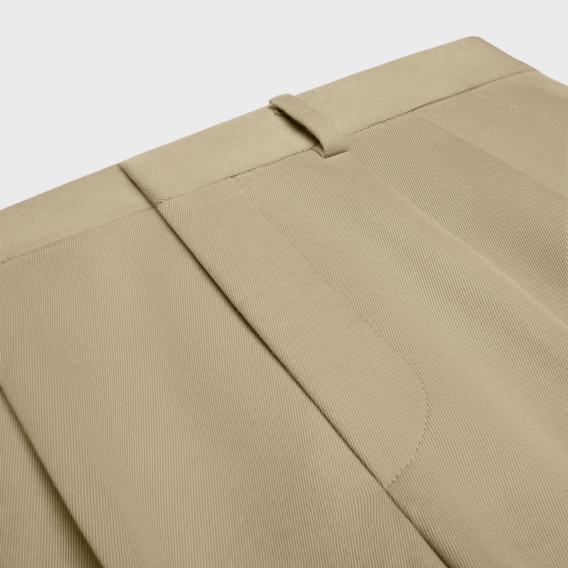 pleated trousers IN cotton and wool gabardine - BEIGE MILITAIRE -  - 1 | CELINE