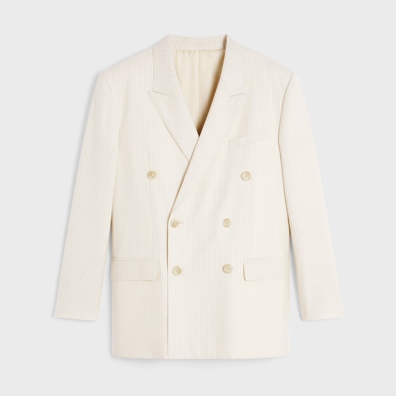 薄條紋羊毛Jude外套 - 象牙色/黑色 -  - 1 | CELINE