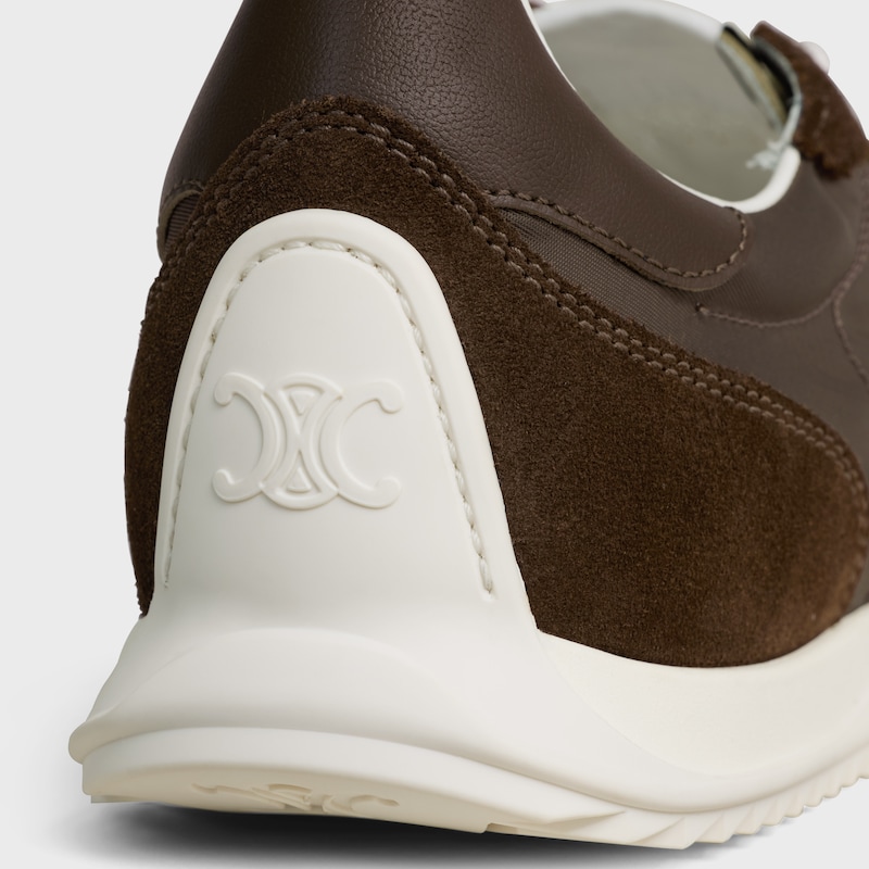 RACER SNEAKER IN NYLON, SUEDE CALFSKIN AND CALFSKIN - KHAKI/ECRU -  - 1 | CELINE