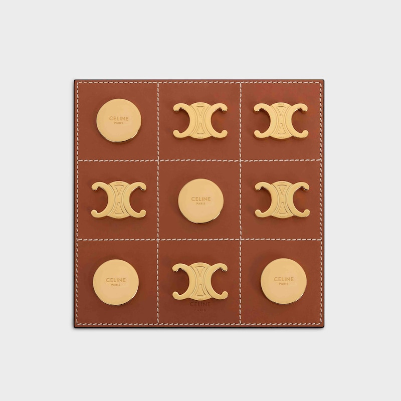牛皮革和黄铜井字棋 - 棕黄色 - 家居 - 1 | CELINE