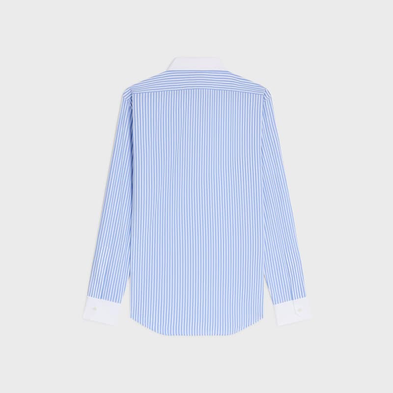 classic shirt IN striped cotton poplin - CRAIE/BLEU CIEL -  - 1 | CELINE