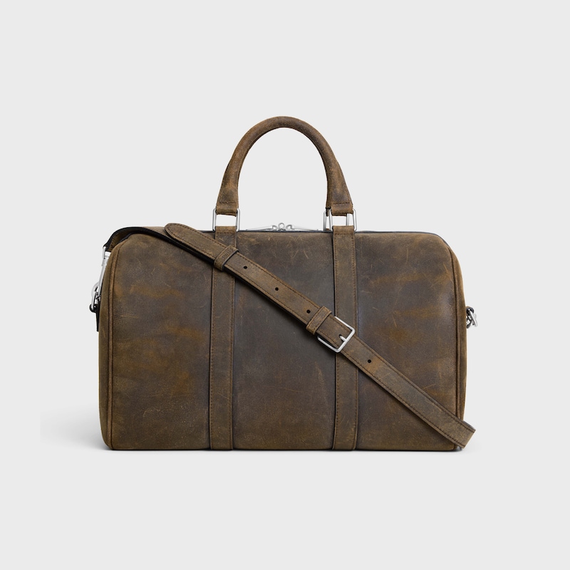 GROSSE BOSTON AUS KALBSWILDLEDER MIT GEWACHSTEM EFFEKT - BRAUN - BUSINESS UND VOYAGE TASCHEN - 1 | CELINE