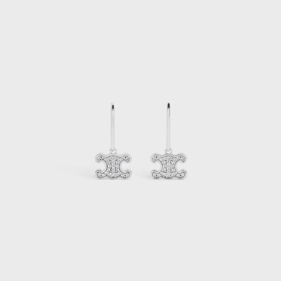 트리옹프 라인스톤 귀걸이 - 로듐 피니시 브라스 & 크리스탈 - 실버 - GIFT FINDER - tileIndex | CELINE