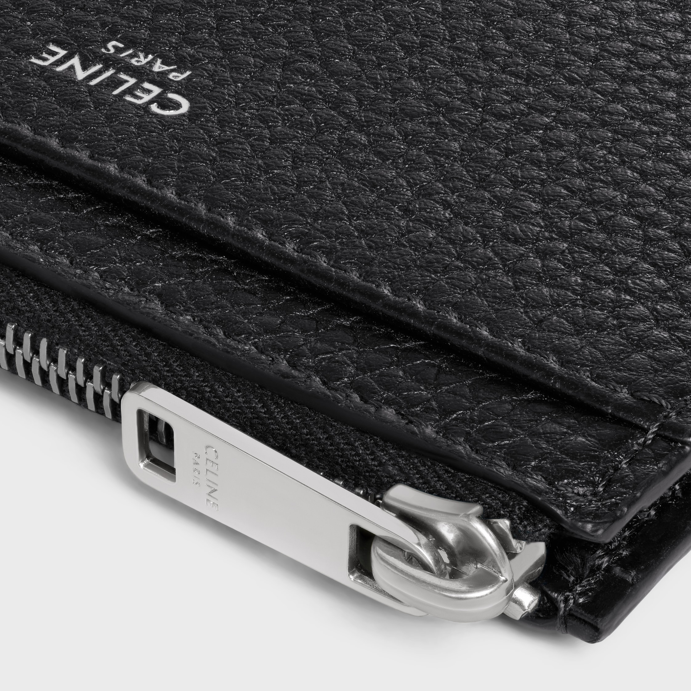 Zipped Card Holder IN GRAINED CALFSKIN - BLACK | CELINE