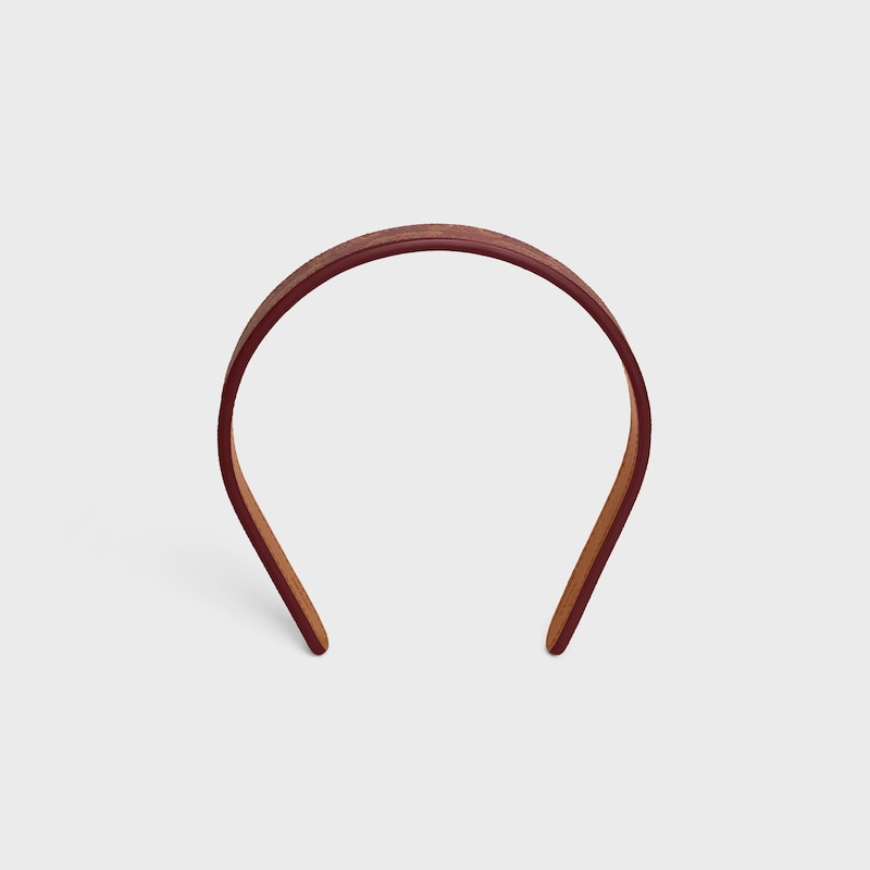 Celine TOILE TRIOMPHE THIN HEADBAND in Lambskin and Toile Triomphe - BURGUNDY / SOFT TAN - HAIR ACCESSORIES - 1 | CELINE