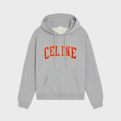 寬鬆拉鍊連帽衫 - 混灰色 / 酒紅色/黃色 -  - tileIndex | CELINE
