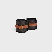 WEIGHTED BRACELETS IN TRIOMPHE CANVAS AND CALFSKIN - BLACK / TAN - HOME - 2 | CELINE