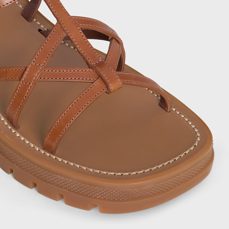 CELINE - CLEA TRIOMPHE STRAPPY SANDAL in CALFSKIN - VEGETAL TANNING - TAN -  - 1 | CELINE