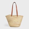 MEDIUM CELINE CLASSIC PANIER IN palm leaves and Calfskin - Tan - HOBO AND TOTE BAGS - 3 | CELINE