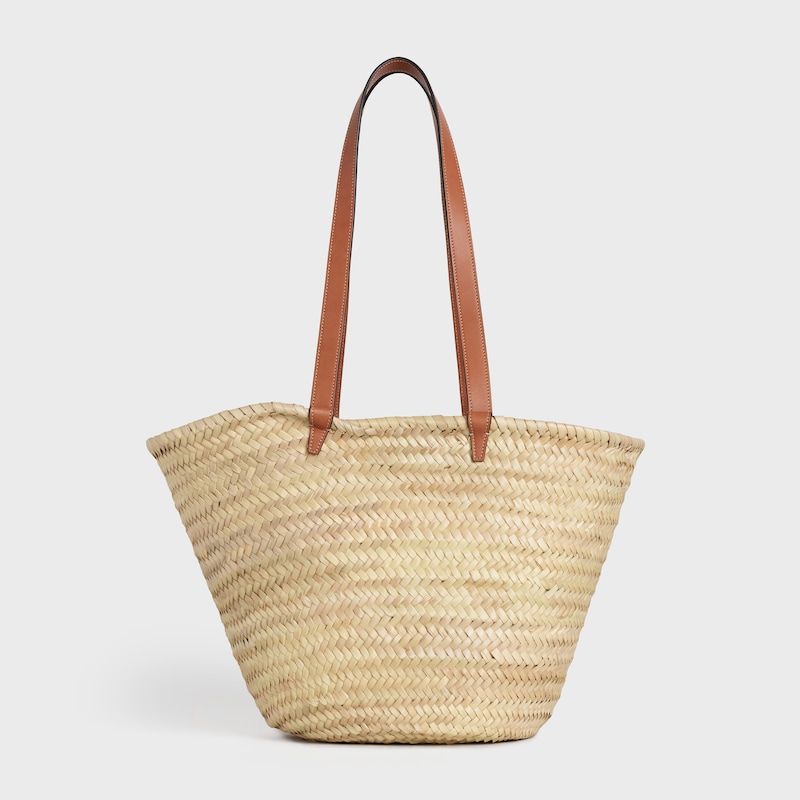 MEDIUM CELINE CLASSIC PANIER IN palm leaves and Calfskin - Tan - SUMMER SELECTION - 1 | CELINE