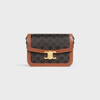 CLASSIQUE TRIOMPHE BAG IN Triomphe Canvas and Calfskin - TAN - TRIOMPHE CANVAS - 1 | CELINE