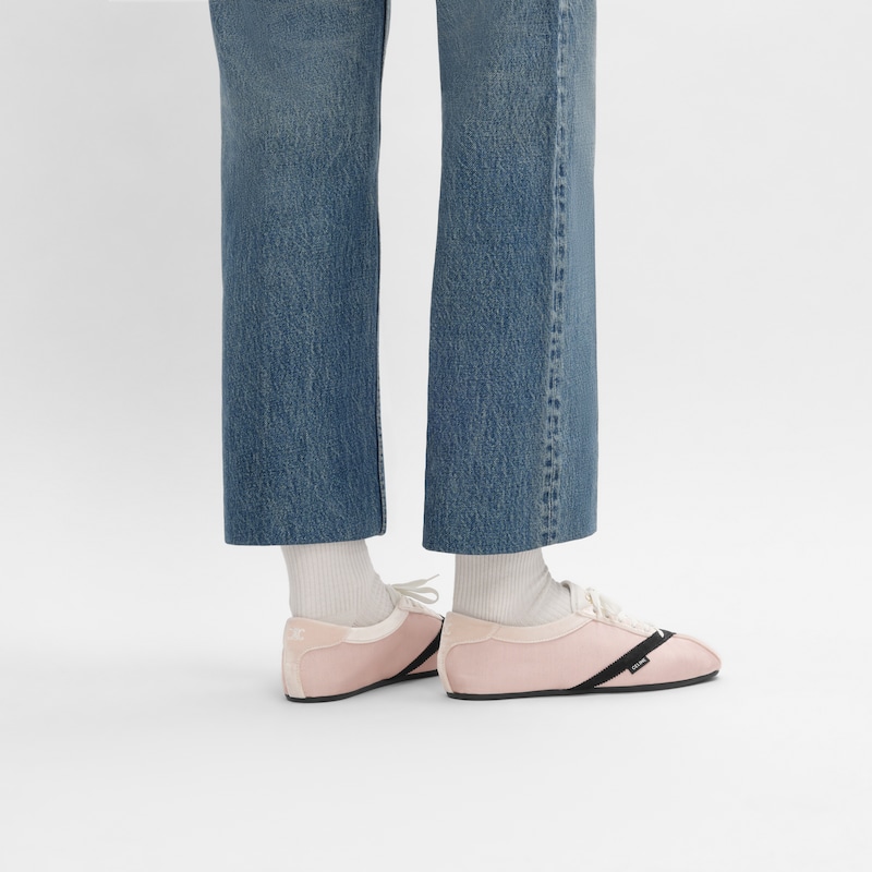 SNEAKER THE FLAT EN GROS GRAIN, VELOURS, CUIR DE CHÈVRE VELOURS ET CUIR D'AGNEAU - ROSE / NOIR -  - 1 | CELINE