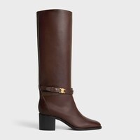 CELINE GARANCE TRIOMPHE STRAP HIGH BOOT IN CALFSKIN - OAK -  - 1 | CELINE
